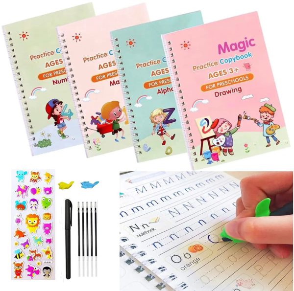 4 Pcs Set Magic Practice Copybook Book For Kids