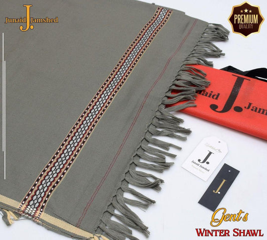 Luxurious Grey Embroidered Wool Shawl - 1 Pc Elegance for Every Occasion