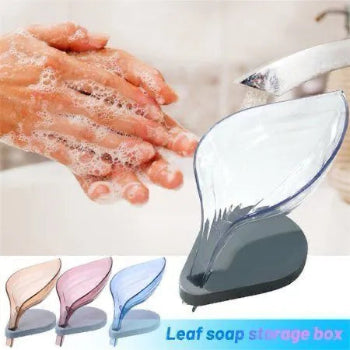 Suction Leaf Soap Tray | Self-Draining Crystal Soap Dish (Random Color)