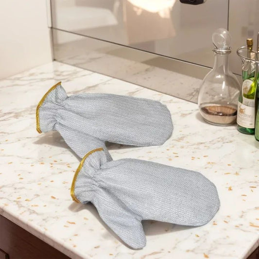 1 Pair New Steel Wire Dishwashing Gloves for Kitchen Cleaning Waterproof & Insulated Multifunctional Household Cleaning Gloves Heat Resistant Reusable for Washing Dishes Pot Scrubbing Laundry and Gardening Durable & Skin Friendly